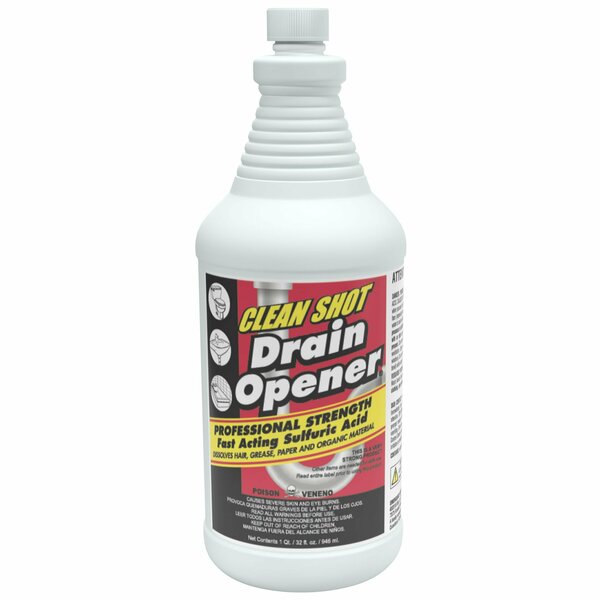 Theochem CLEAN SHOT RTL - 6/1 QT CASE, Drain Opener Sulfuric Acid, 6PK 100940-99992-4Q